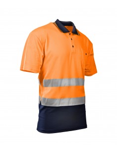 KOSZULKA POLO Z PASAMI ODBLASKOWYMI POMARAŃCZ/GRANAT 2
