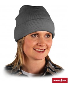 CZAPKA OCIEPLANA Z DZIANINY STALOWA