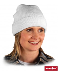 CZAPKA OCIEPLANA Z DZIANINY BIAŁA
