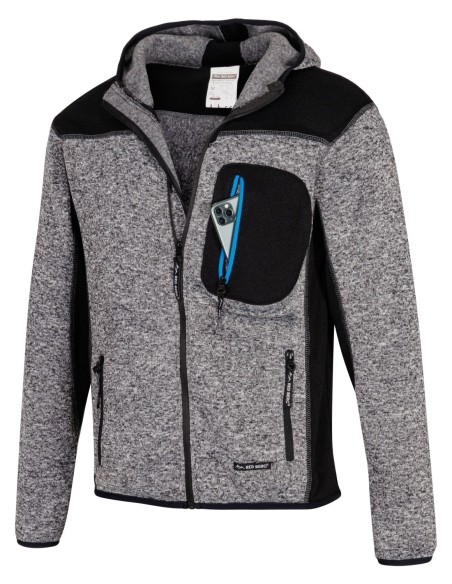 BLUZA DZIANA Z KAPTUREM REDBERG EXPERT STALOWY-CZARNY